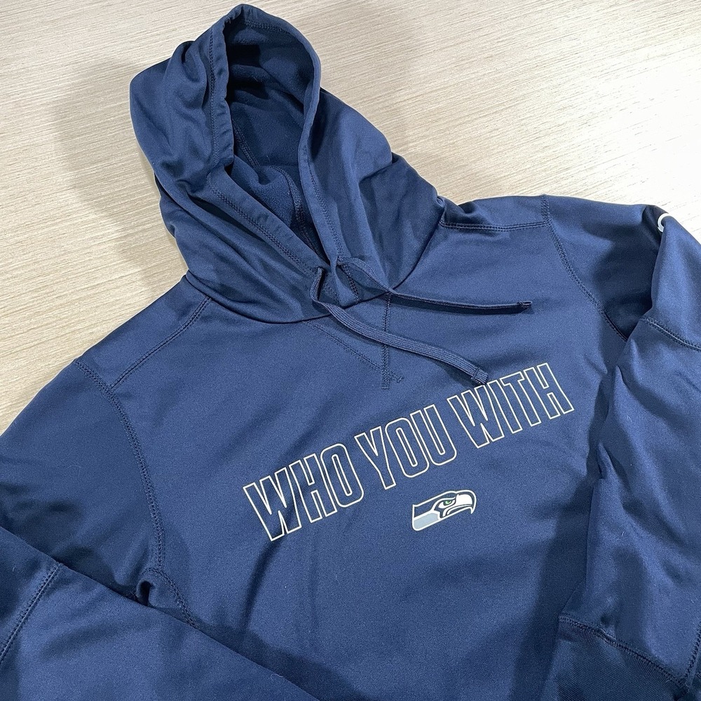 Seattle Seahawks Nike NFL Therma Fit Hoodie Sweatshirt Blue Men's S Who You With